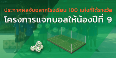 ประกาศรายชื่อ 100 โรงเรียน (โครงการแจกบอลให้น้องปีที่ 9)